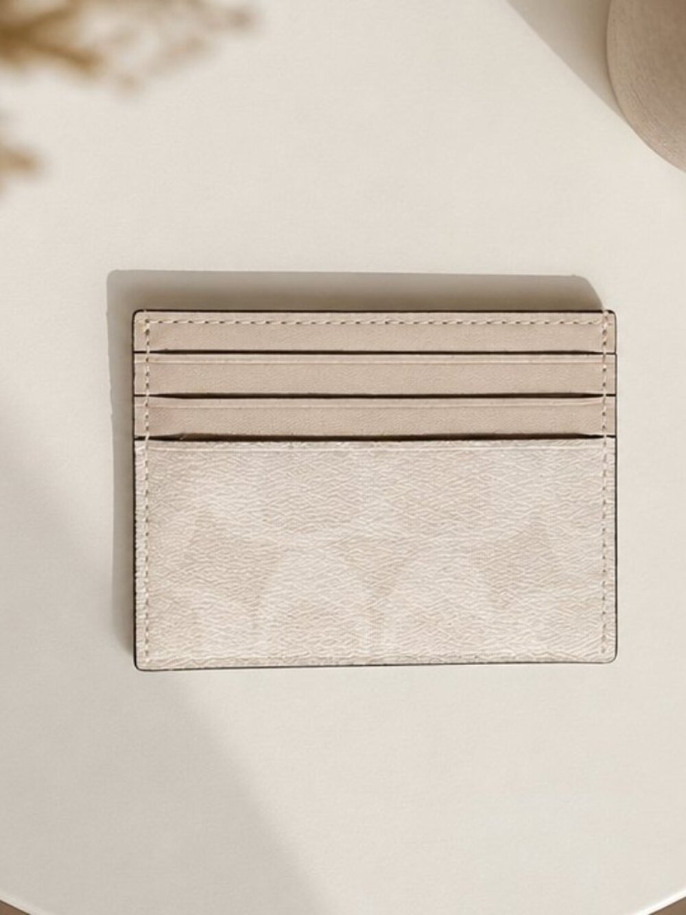 Coach Leather Card Case Wallet Signature Canvas Retro Coach Patch 1299 Chalk - Picture 4 of 7